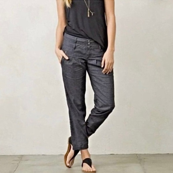 PrAna Lizbeth Hemp Blend Capri Pants in Coal Size 8 - Picture 2 of 14
